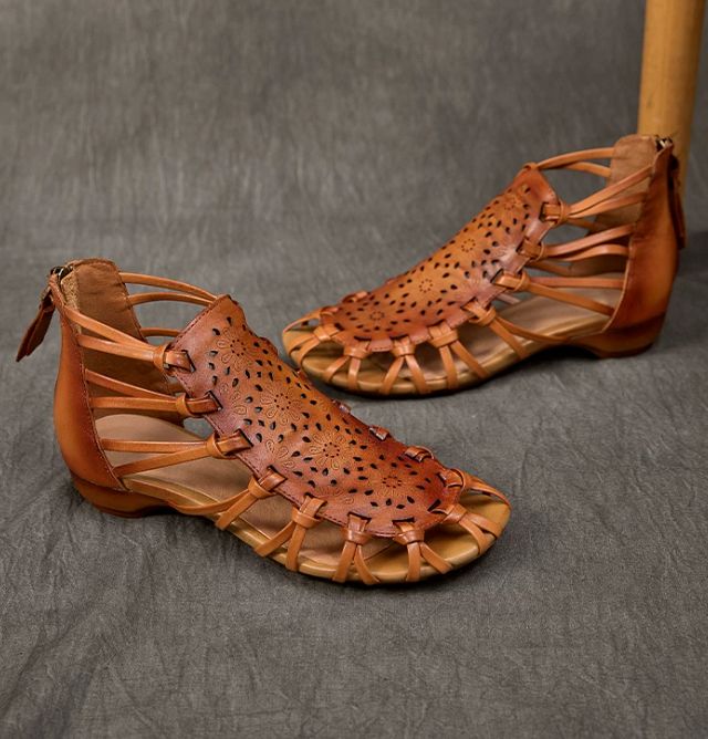 2026 Summer New Style Leather Sandals for Women - Comfortable and Versatile Cowhide Low Heel Shoes