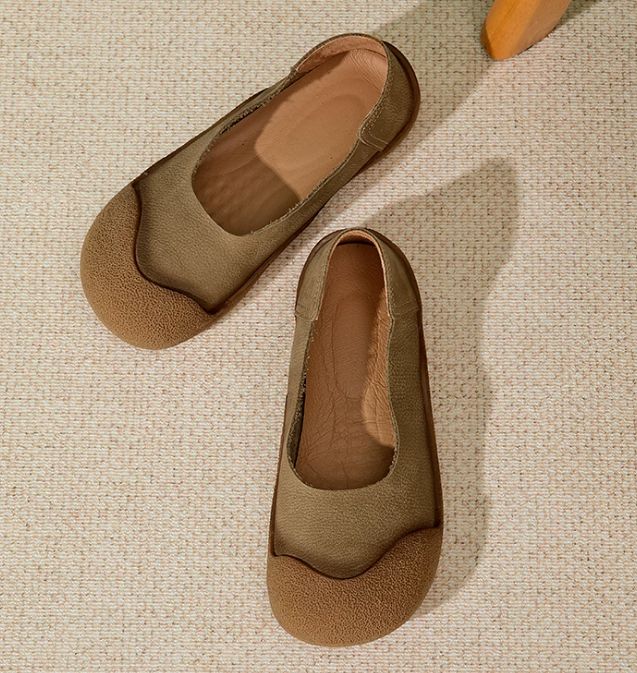 Handmade Vintage Leather Flat Shoes for Women