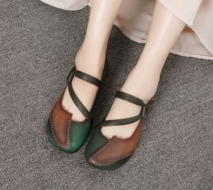 Handmade Leather Flat Shoes for Women
