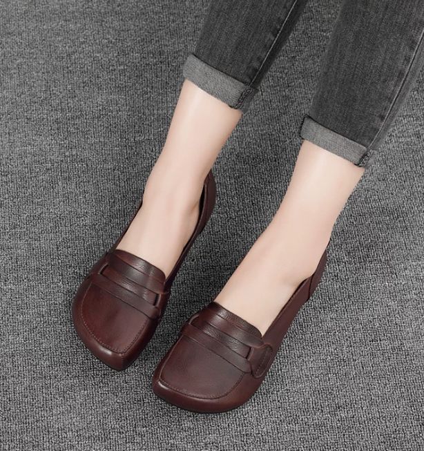 Spring 2026 New Style Genuine Leather Women's Flat Comfortable Cowhide Loafers