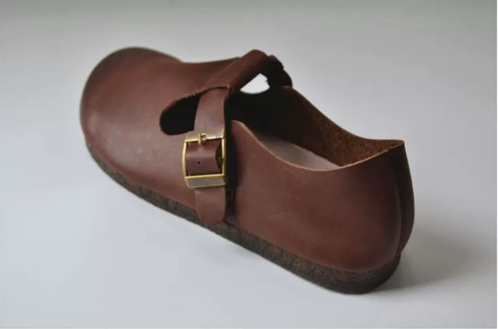 Casual Shoes, Genuine Leather, Flat Sole, Soft Top-Grain Cowhide, Wedge-Shaped Shoes, Women's Daily Versatile,Retro Style