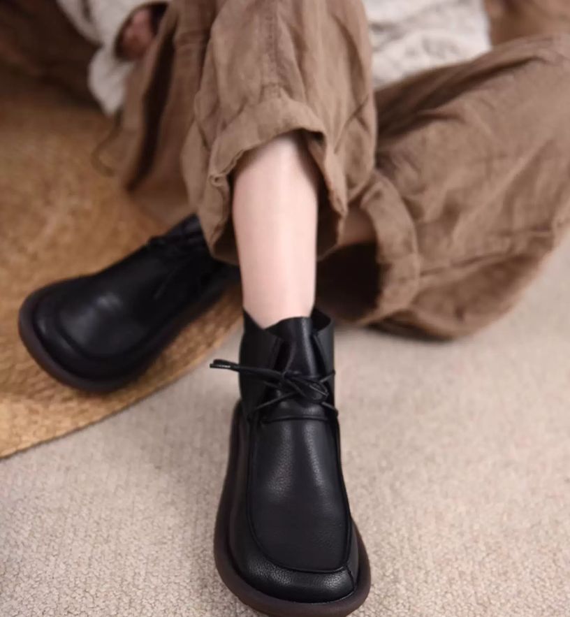 Original British-Style Platform Martin Boots for Women Made of Genuine Leather Flat Shoes