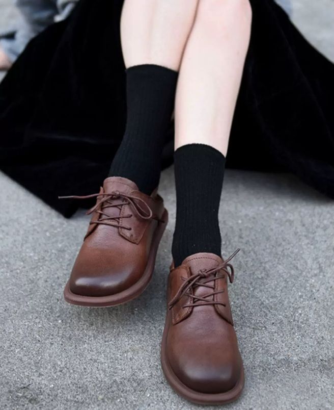 Leather Women's British Flat Shoes Suitable For Two Pairs of Casual shoes Comfortable and Versatile Loafers New Style