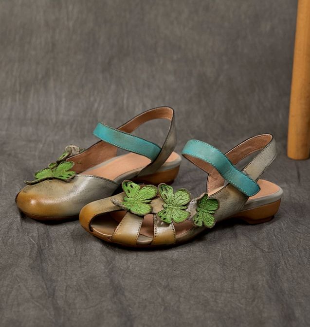 2026 Summer New Style Leather Sandals for Women - Comfortable and Versatile Cowhide Low Heel Shoes