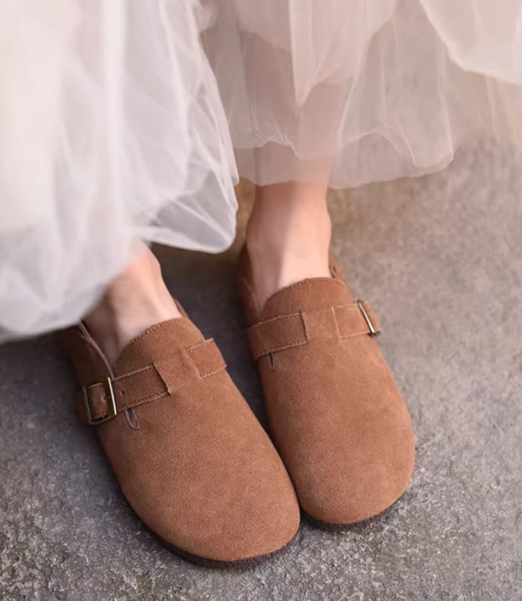 Flat Leather Shoes for Women All-Season Soft Soles