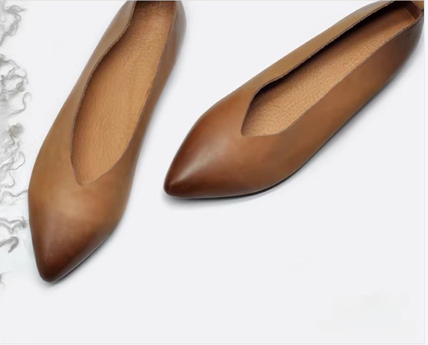 Handmade Leather Flat Shoes For Women Soft Soles