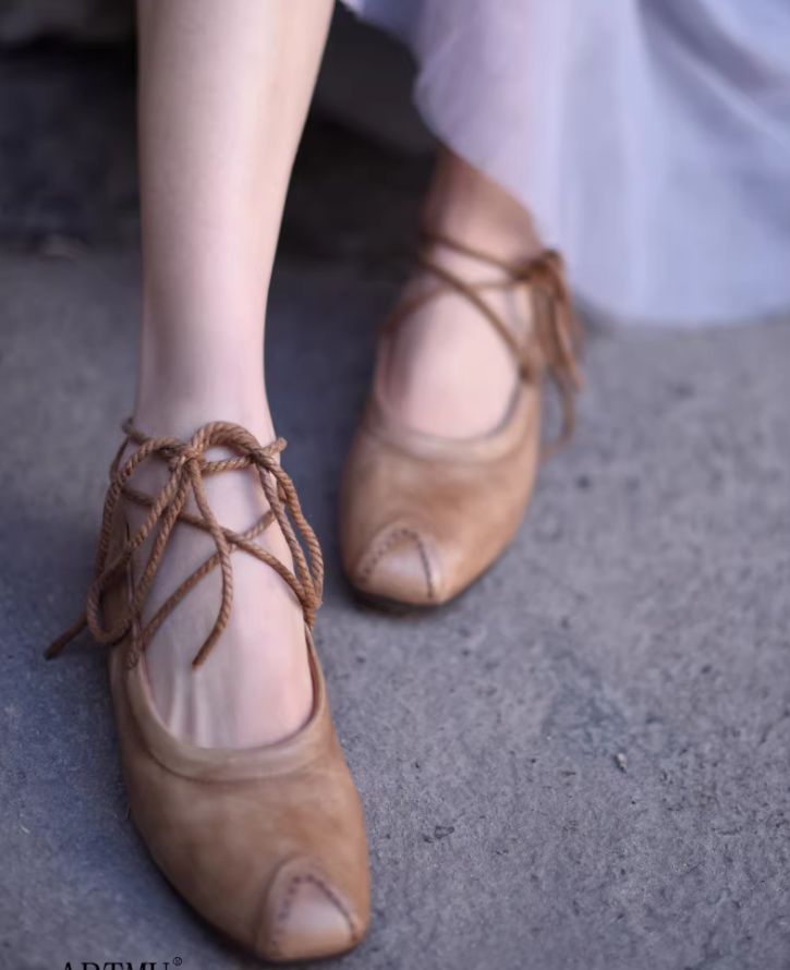 Flat Shoes For Women DIY Braided Leather Low Heel Casual Soft-Topped