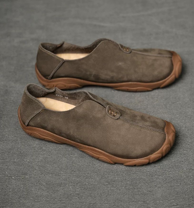 Autumn Genuine Leather Retro Men's Shoes - Cool and Casual Shoes with Breathable Soft Leather and Soft Soles