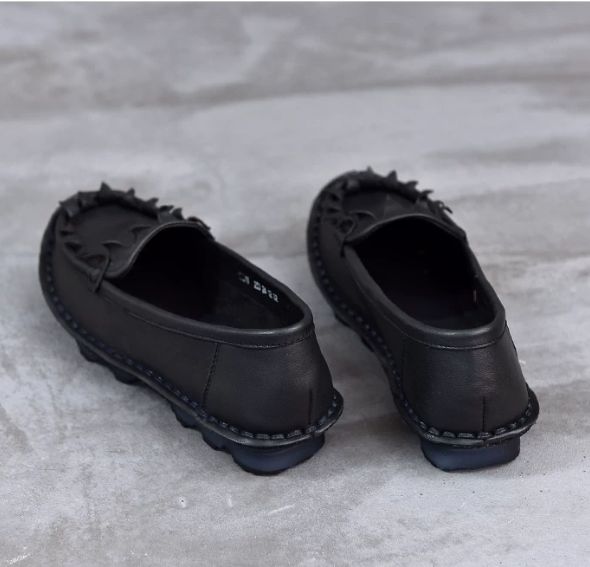 Handmade Vintage Leather Flower Shoes for Women