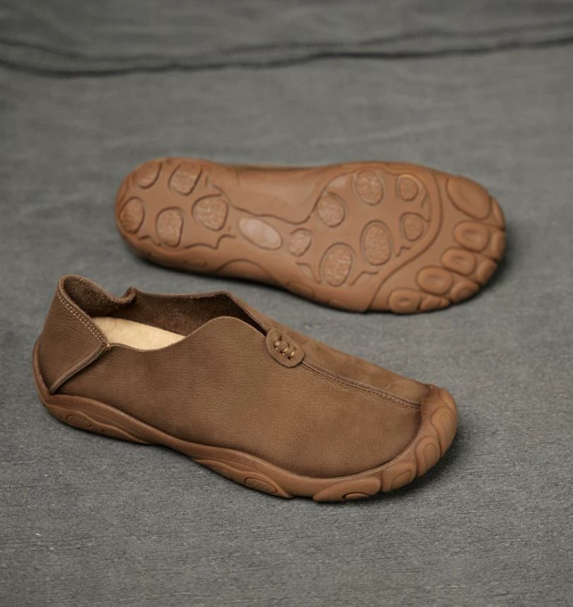 Autumn Genuine Leather Retro Men's Shoes - Cool and Casual Shoes with Breathable Soft Leather and Soft Soles