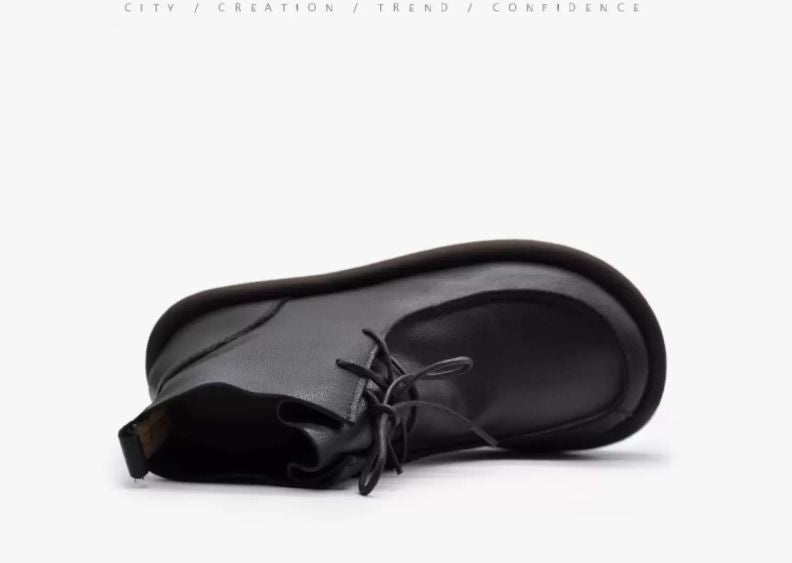 Original British-Style Platform Martin Boots for Women Made of Genuine Leather Flat Shoes