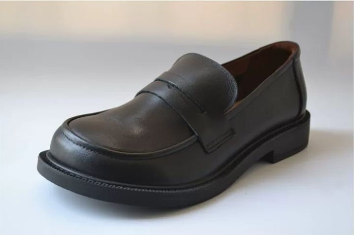 Leather British Style Small Leather Shoes, Top-grade Cowhide Wide-Top shoes, Comfortable Work Shoes