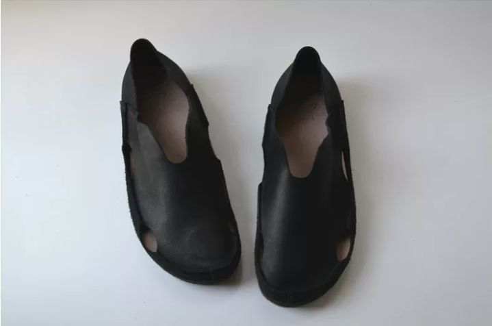 Handmade Leather Flat Shoes Retro Hollowed-Out Casual Leather Shoes
