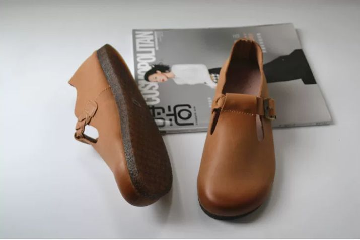 Casual Shoes, Genuine Leather, Flat Sole, Soft Top-Grain Cowhide, Wedge-Shaped Shoes, Women's Daily Versatile,Retro Style