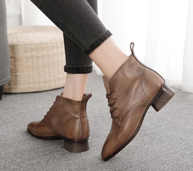 Handmade Leather Boots for Women in Brown