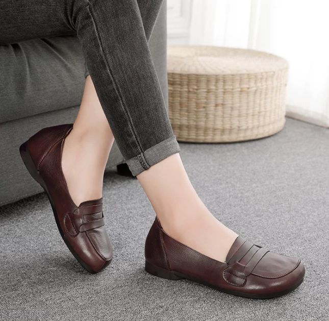 Spring 2026 New Style Genuine Leather Women's Flat Comfortable Cowhide Loafers