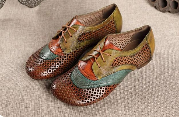 Handmade Vintage Leather Flat Shoes for Women