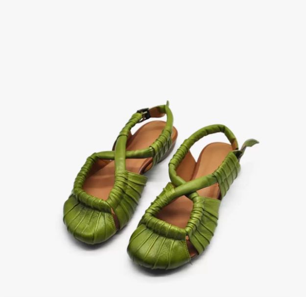 Handmade Vintage Leather Flat Sandals for Women