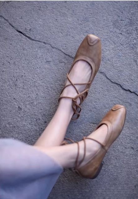 Flat Shoes For Women DIY Braided Leather Low Heel Casual Soft-Topped