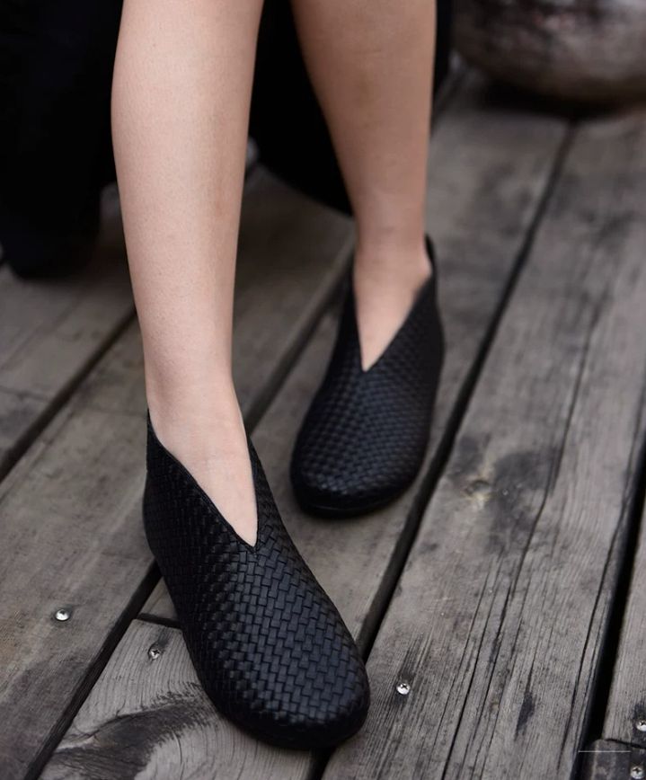 Flat Short Boots, Nude Boots, Hand-Woven Leather Women's Shoes, Genuine Leather Women's Boots