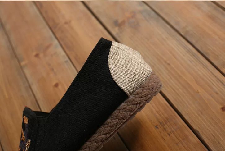 Spring and Summer Cotton and Linen Embroidered Breathable Canvas Shoes, Linen Casual Shoes Men's Shoes