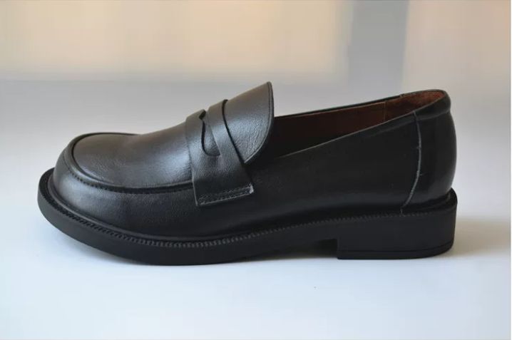 Leather British Style Small Leather Shoes, Top-grade Cowhide Wide-Top shoes, Comfortable Work Shoes
