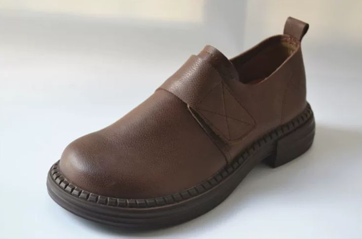 Handmade Leather Shoes for Women Vintage Leather Shoes Loafers for Women