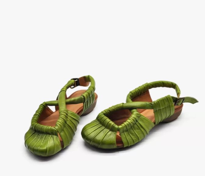 Handmade Vintage Leather Flat Sandals for Women