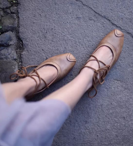 Flat Shoes For Women DIY Braided Leather Low Heel Casual Soft-Topped
