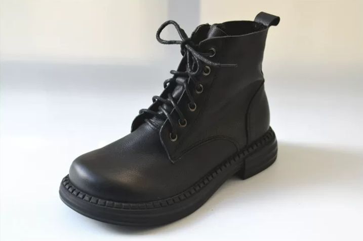Handmade Leather Shoes for Women Retro Artistic Soft Martin Boots - Genuine Leather - Vintage Colorful Artistic Loose Big-Footed Fat-Toed Short Boots