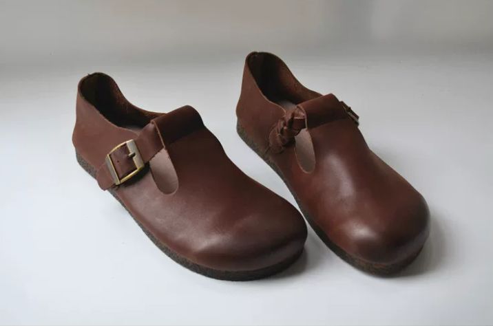 Casual Shoes, Genuine Leather, Flat Sole, Soft Top-Grain Cowhide, Wedge-Shaped Shoes, Women's Daily Versatile,Retro Style