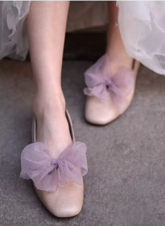 Lace-up Flat Shoes Low-cut Square Bow Tie Single Shoes for Women