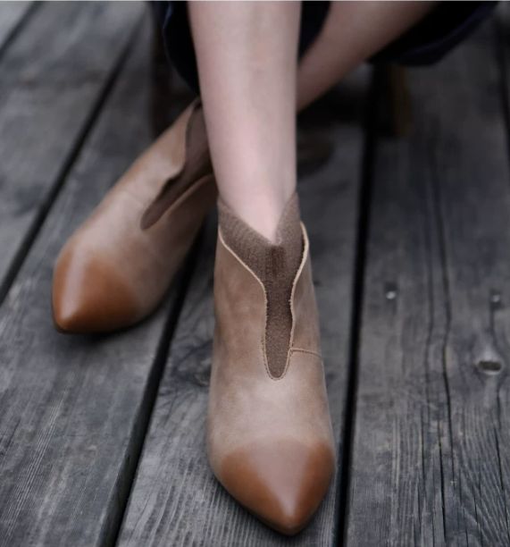 Handmade Flat Boots Knitted and Comfortable Suitable for All Occasions Mom Shoes Made of Genuine Leather Women's Boots