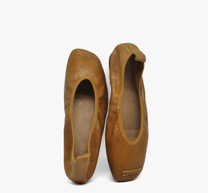 Retro Artistic Low Heel Women's Leather Flat Shoes in Brown / Khaki