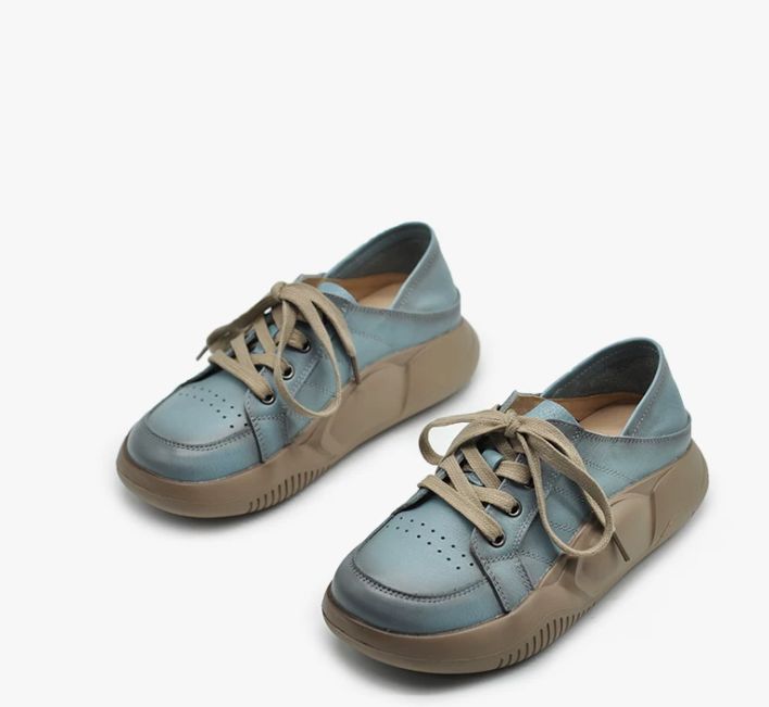 Retro Hong Kong Style Chic Shoes Thick-soled Casual Shoes Sports Shoes Women's Style Genuine Leather
