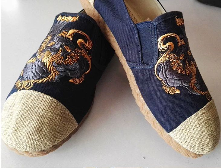 Spring and Summer Cotton and Linen Embroidered Breathable Canvas Shoes, Linen Casual Shoes Men's Shoes