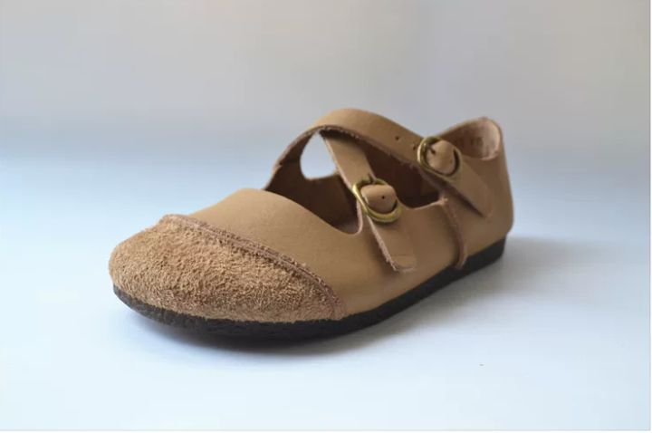 Handmade Cross-buckle Leather Flat Shoes, Retro and Artistic Soft-Soled Shoes Women's Shoes