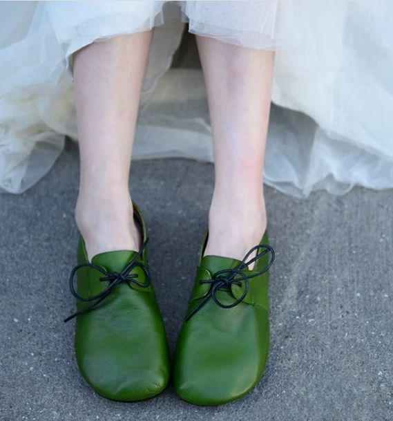 Handmade Vintage Leather Flat Shoes for Women