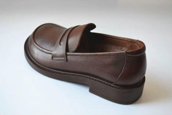 Leather British Style Small Leather Shoes, Top-grade Cowhide Wide-Top shoes, Comfortable Work Shoes