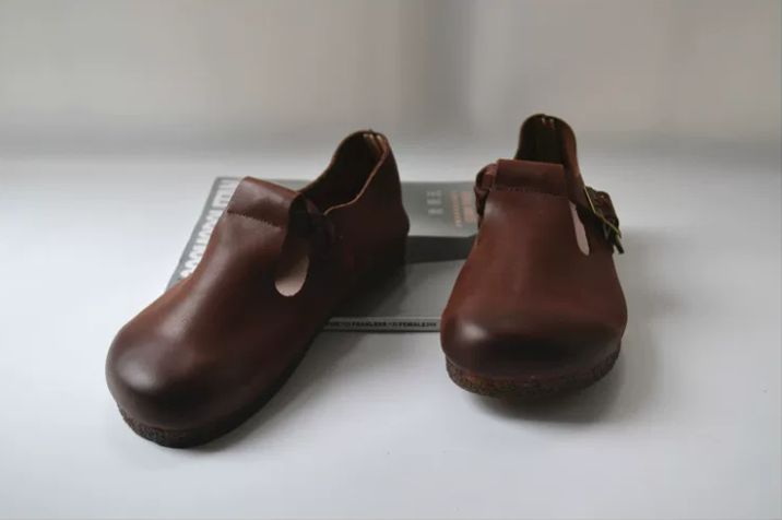 Casual Shoes, Genuine Leather, Flat Sole, Soft Top-Grain Cowhide, Wedge-Shaped Shoes, Women's Daily Versatile,Retro Style