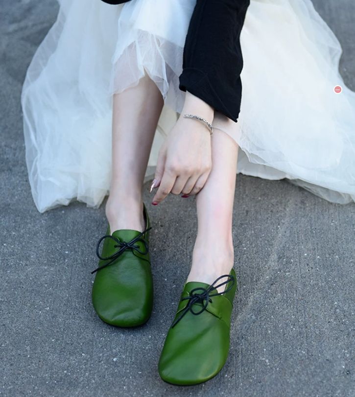 Handmade Vintage Leather Flat Shoes for Women
