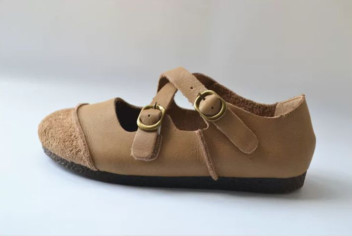 Handmade Cross-buckle Leather Flat Shoes, Retro and Artistic Soft-Soled Shoes Women's Shoes