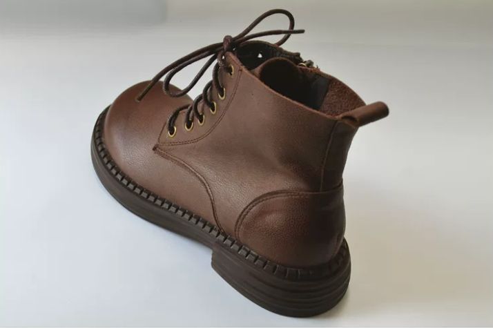 Handmade Leather Shoes for Women Retro Artistic Soft Martin Boots - Genuine Leather - Vintage Colorful Artistic Loose Big-Footed Fat-Toed Short Boots