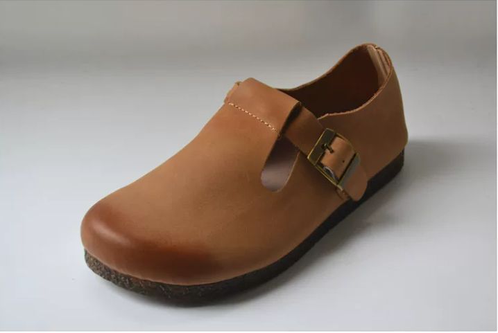 Casual Shoes, Genuine Leather, Flat Sole, Soft Top-Grain Cowhide, Wedge-Shaped Shoes, Women's Daily Versatile,Retro Style