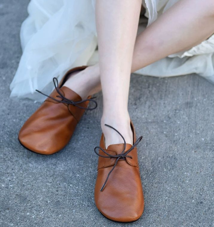 Handmade Vintage Leather Flat Shoes for Women