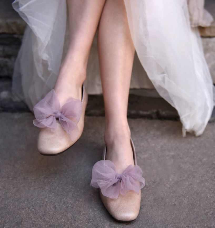 Lace-up Flat Shoes Low-cut Square Bow Tie Single Shoes for Women