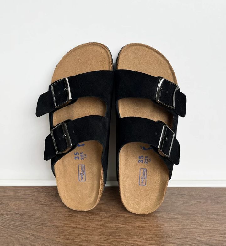 Spring and Summer Leather Bocken Shoes Casual Cowhide Leather Upper Sandals Cork Flat Slippers Women's Bocken Outerwear Shoes