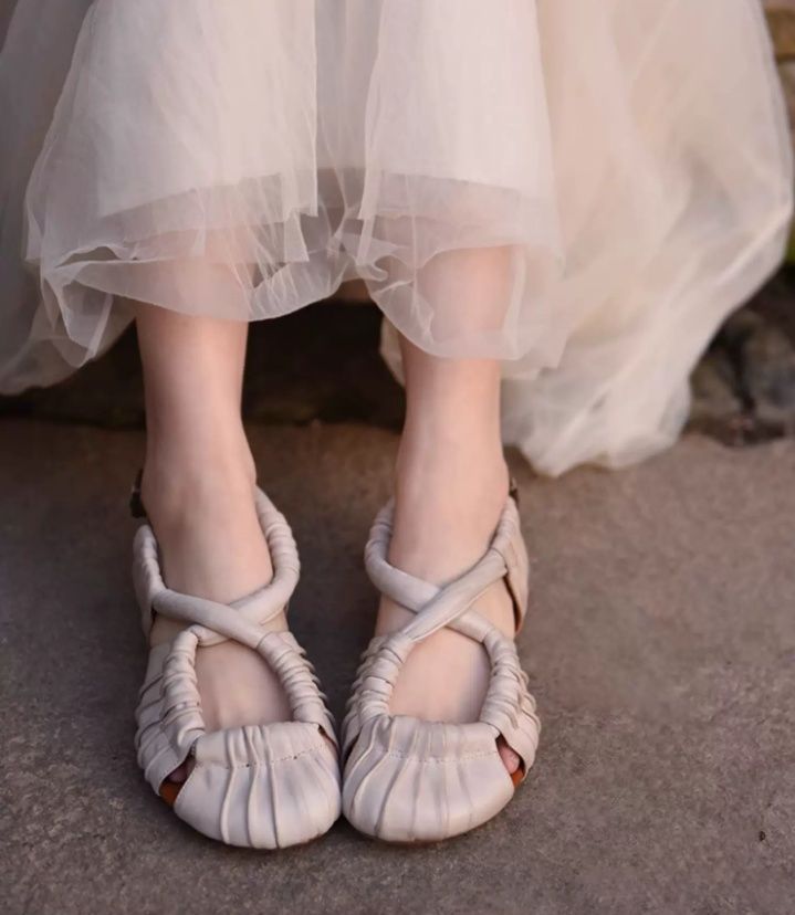 Handmade Vintage Leather Flat Sandals for Women