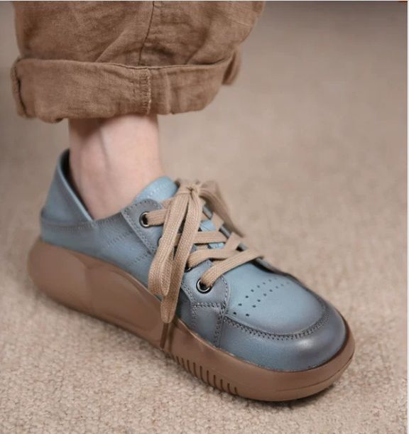 Retro Hong Kong Style Chic Shoes Thick-soled Casual Shoes Sports Shoes Women's Style Genuine Leather