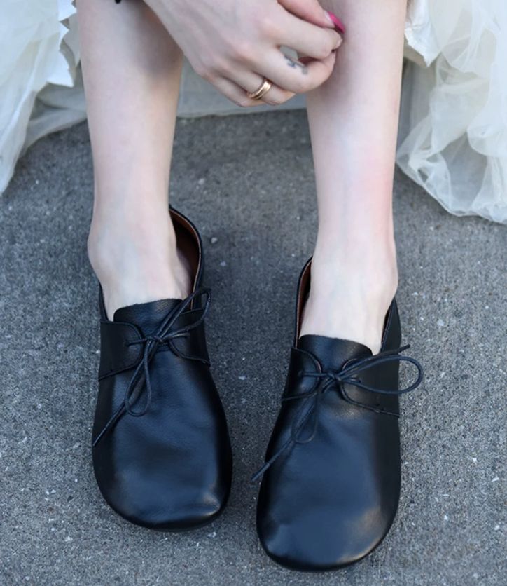 Handmade Vintage Leather Flat Shoes for Women